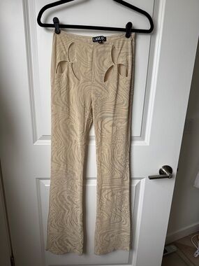 I.AM.GIA Beige Marble-Print Flared Cutout Pants